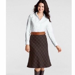 Lands end brown flare bias cut skirt